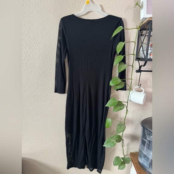 Express Ribbed Knit Long Sleeve Button Down Midi Dress - Picture 5 of 6